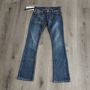 Janie Bootcut Flare Jeans Embellished Back Pockets Size 7 NWT